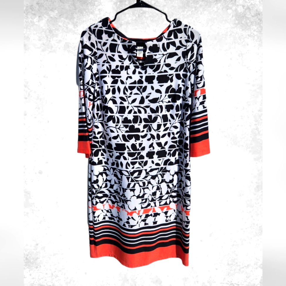 Emma & Michele Dress Black, White And Coral (Knee-Length) Size S